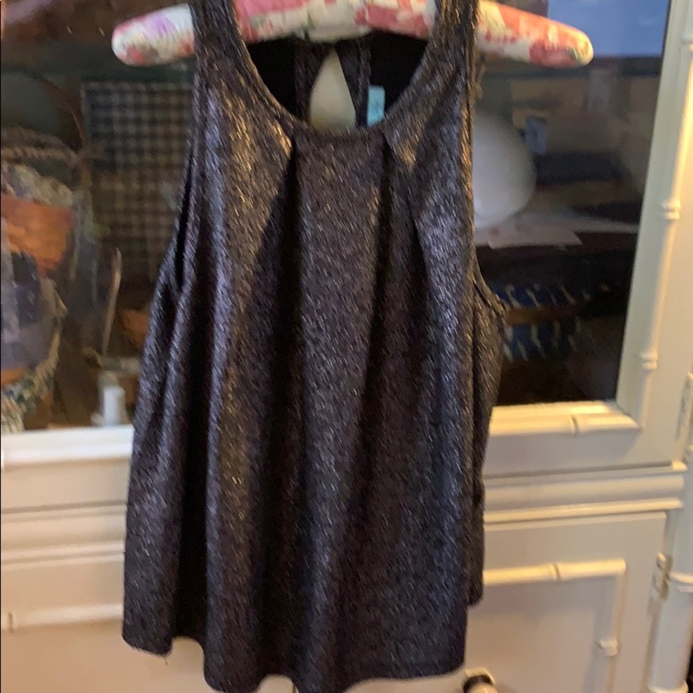 Silver and black shimmer top